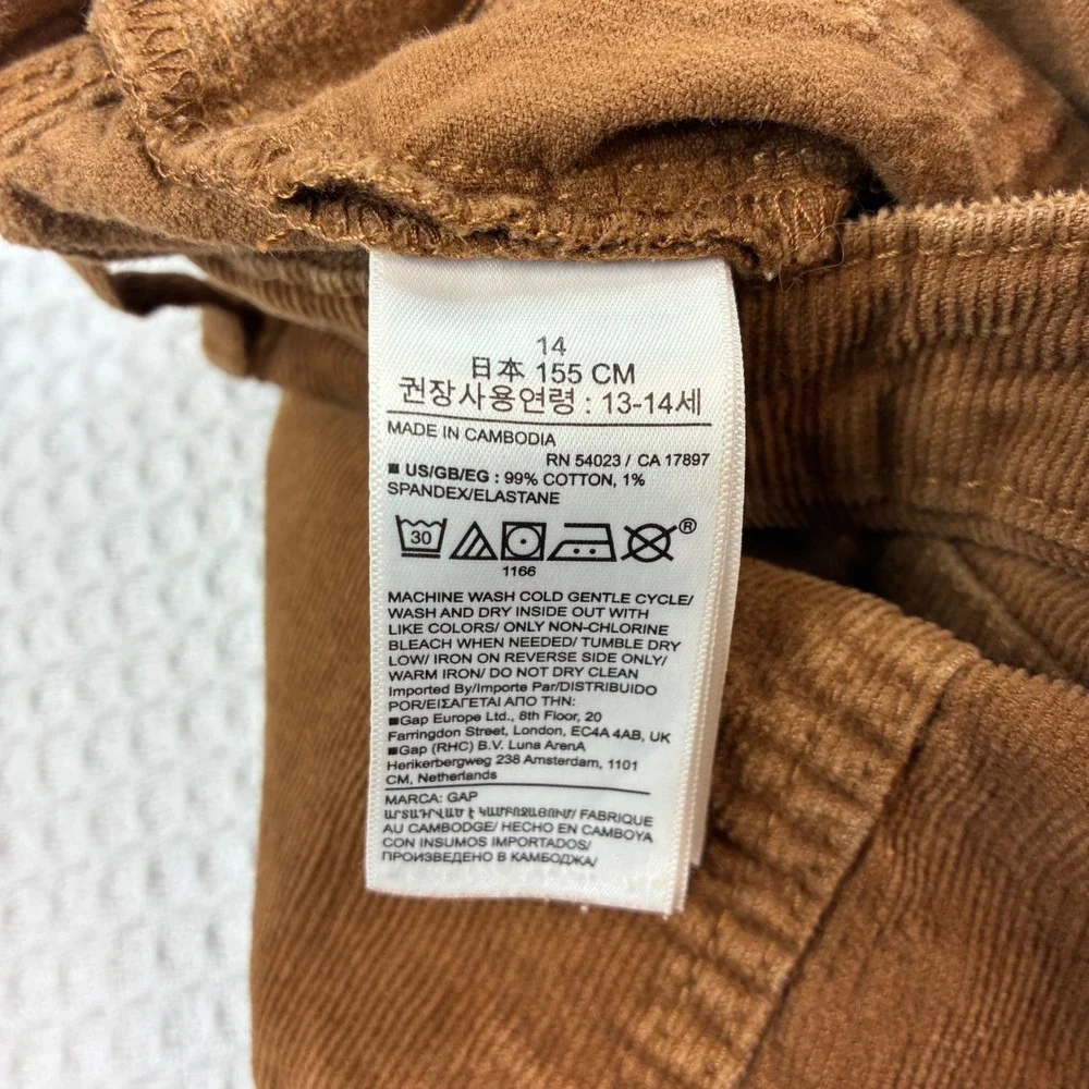 Gap Kids Brown Corduroy '70s Flare Pants Size 14 Stretch Front Patch Pockets